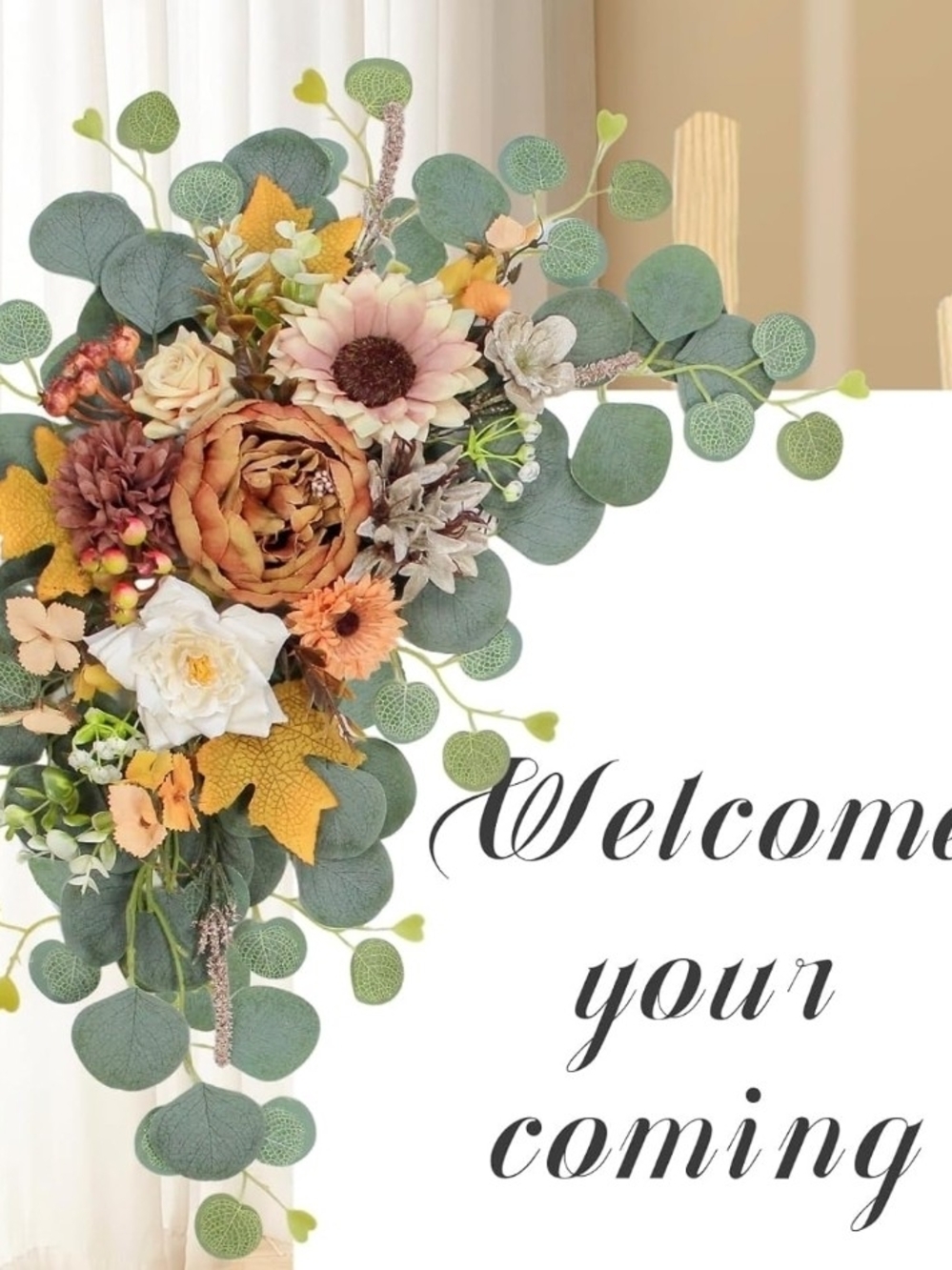 Autumn Eucalyptus Floral Wedding Set - Fall Orange & Green - Picture 9 of 14